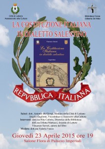 Locandina Costituzione italiana in dialetto salentino