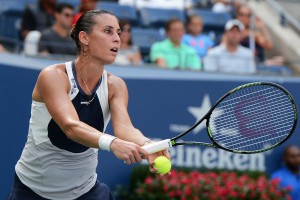 Flavia Pennetta in azione contro Petra Kvitova