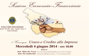 Lions, mercoledì 4 convegno su “Usura e Credito alle Imprese”