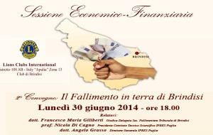 Lions, lunedì 30 convegno su “Il Fallimento in Terra di Brindisi”