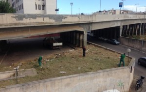 Intervento di pulizia in Via Tor Pisana, sotto il Cavalcavia De Gasperi