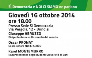 Domani incontro su “L’Università a Brindisi, problema o risorsa?”