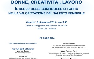 Venerdì in Provincia seminario su “Donne, creatività, lavoro”
