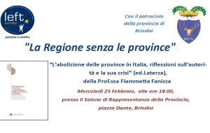 Soppressione Province: Left Brindisi organizza incontro pubblico con Michele Emiliano