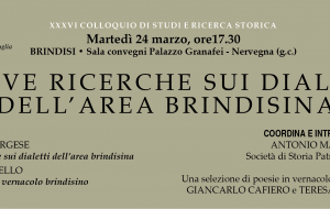 Ricerche sui dialetti e vernacolo brindisino: martedì incontro a Palazzo Nervegna