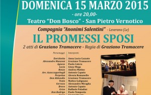 Rassegna Teatrale Domenico Modugno: domani a San Pietro “I promessi sposi”