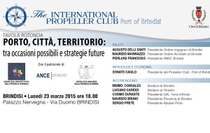 Propeller Club: lunedì si discute su “Porto, Città, Territorio: tra occasioni possibili e strategie future”