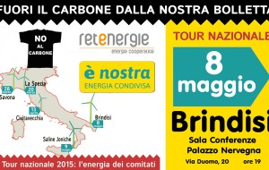 Fuori il carbone dalla bolletta: venerdì 8 a Brindisi il tour di Retenergie