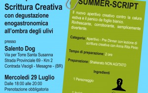 Mercoledì 29 la seconda tappa del “Summer Script”, l’estemporanea di scrittura creativa itinerante
