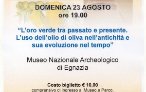 Domenica 23 al Museo di Egnazia “L’uso dell’olio d’oliva nell’antichità e sua evoluzione nel tempo”