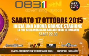Sabato 17 inaugura la nuova stagione dello “0831 Advesting Space”