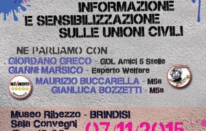Domani a Brindisi convegno M5S sulle unioni civili