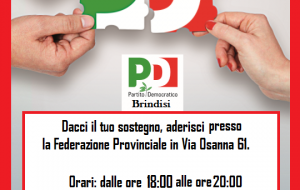 Da domani “Iscriviti al PD – weekend democratico”: tutte le iniziative in provincia di Brindisi