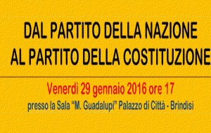 Dal Partito della Nazione al Partito della Costituzione: venerdì 29 assemblea pubblica Brindisi