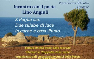 Sabato 13 a Mesagne incontro con il poeta Lino Angiuli