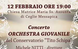 Venerdì 12 l’orchestra giovanile del Conservatorio Schipa nella Chiesa Matrice di Ceglie