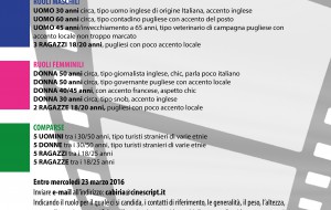 Si cercano attori per tre cortometraggi: domande entro il 23 marzo