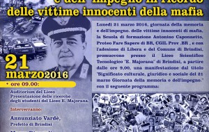 Giornata dell’impegno e della memoria delle vittime innocenti di mafia: due cerimonie all’IISS Majorana