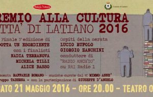 Sabato 21 “Premio alla Cultura Città di Latiano 2016”