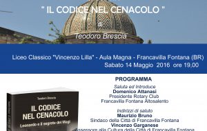 Sabato Teodoro Brescia presenta a Francavilla “il codice del cenacolo”