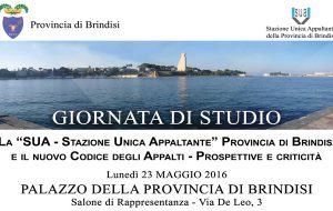 Giornata di Studio su “S.U.A della Provincia di Brindisi e il nuovo Codice degli Appalti”