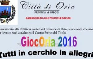 Centro estivo GiocOria2016 – Tutti insieme in allegria