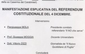 Sabato a Cisternino manifestazione per il No al Referendum Costituzionale