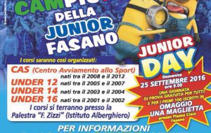 Venerdì si presenta la Junior Fasano campione d’Italia in carica