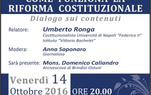 Referendum Costituzionale: scende in campo l’Arcidiocesi, Venerdì 14 incontro con il prof. Umberto Ronga