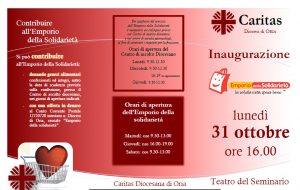 Lunedì ad Oria si inaugura l’Emporio della solidarietà