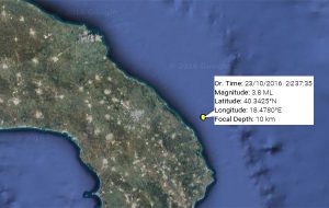 I sismografi greci segnalano un terremoto di 3.8° a poche miglia da San Foca