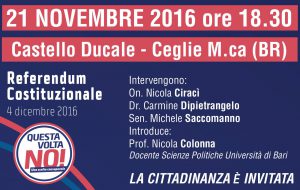 Referendum, questa volta NO: Ciracì, Dipietrangelo e Saccomanno a Ceglie Messapica