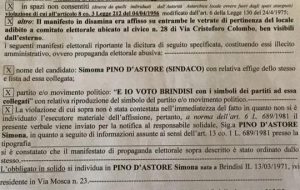 Propaganda elettorale abusiva, multata la Pino D’Astore: “ma i manifesti illegali sono della Carluccio”