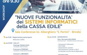 Nuove funzionalità dei sistemi informatici della Cassa Edile: venerdì 24 workshop a Brindisi