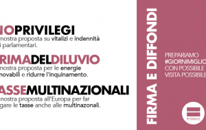 Possibile in piazza per presentare e sottoscrivere due leggi di iniziativa popolare