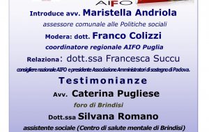L’amministrazione di sostegno per le persone fragili: se ne parla giovedì ad Ostuni