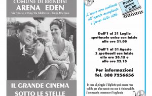 Con l’estate torna la programmazione dell’Arena Eden di Brindisi: tutti i film di luglio e agosto