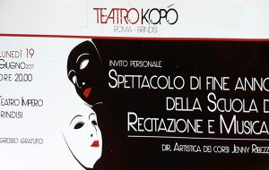 Teatro Kopò di Brindisi: lunedì spettacolo di fine anno della scuola di recitazione e musical