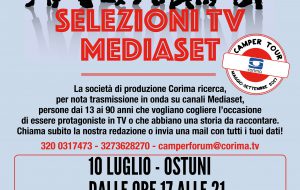 Selezioni per programmi Mediaset: sabato arriva ad Ostuni il camper di Corima