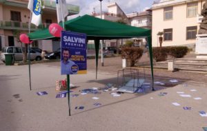 Distrutto gazebo in provincia di Caserta: la solidarietà di Noi con Salvini Brindisi