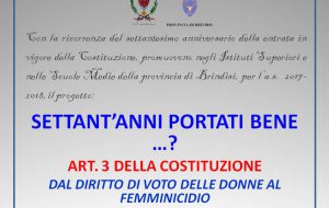 Al via il progetto “Costituzione – Settant’anni portati bene…?”