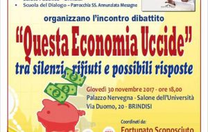 Questa Economia Uccide: se ne parla il 30 Novembre a Palazzo Nervegna