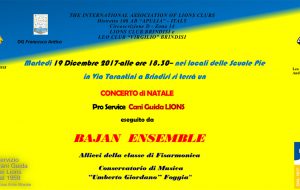 Lions Club e Leo Club Brindisi: domani concerto di Natale per beneficenza