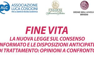 A Brindisi si discute su biotestamento e fine vita: lunedì 29 opinioni a confronto nell’evento organizzato dall’Ordine degli Avvocati