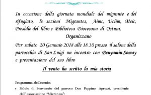 Ad Ostuni si presenta il libro “Il vento ha scritto la mia storia” di Benyamin Somay