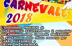 Torna la sfilata dei carri allegorici e dei gruppi mascherati di Carnevale a San Michele Salentino