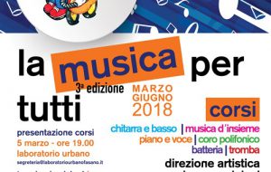 Aperte le iscrizioni alla terza edizione del progetto “La musica per tutti”