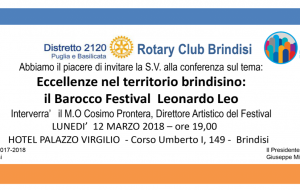 Eccellenze nel territorio brindisino: il Rotary Club punta i fari sul “Barocco Festival Leonardo Leo”