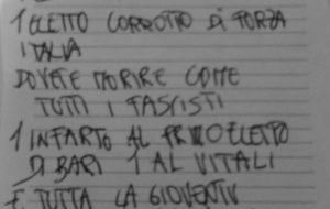 “Dovete morire come tutti i fascisti”, “un infarto agli eletti”: foglietto di minacce diretto a Gioventù Nazionale