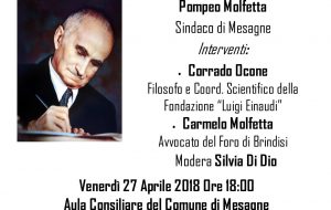 RiCreAzione organizza a Mesagne una Conferenza su Luigi Einaudi